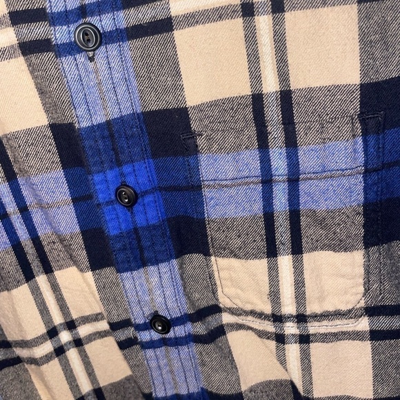 American Eagle Plaid Flannel classic Fit Long Sleeve Button Down Shirt Blue XS - Picture 4 of 10